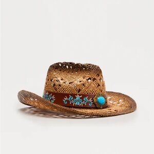 Brown Embroidered cowboy Women's Hat